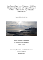 Faunal assemblages from Te Kauwae-a-Māui, Cape  Kidnappers: insights into early regional lifeways of Te Matau-a-Māui, Hawke’s Bay, and eroded  archaeofauna