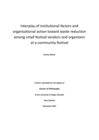Interplay of institutional factors and organizational action toward waste reduction among small festival vendors and organizers at a community festival