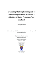 Evaluating the long-term impacts of area-based protection on Hector's dolphins at Banks Peninsula, New Zealand