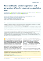 Māori and Pacific families' experiences and perspectives of cardiovascular care; A qualitative study