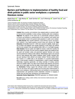 Barriers and facilitators to implementation of healthy food and drink policies in public sector workplaces: a systematic literature review