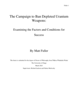 The campaign to ban depleted uranium weapons: Examining the factors and conditions for success