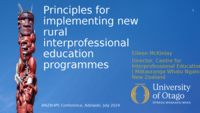 Principles for the replication of rural interprofessional education (IPE) programmes