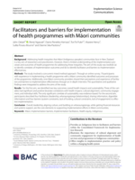 Facilitators and barriers for implementation of health programmes with Māori communities
