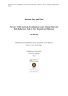 Between East and West: Parents’ Self-Construal, Socialization Goals, Mental State and Rule-Behaviour Talk in New Zealand and Malaysia