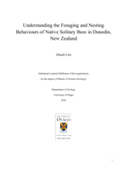 Understanding the Foraging and Nesting Behaviours of Native Solitary Bees in Dunedin, New Zealand