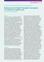 Dental and oral health therapists' perceptions of continuity of patient care