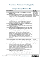 Occupational Performance Coaching (OPC) abridged dialogue example