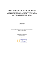 Investigating the effect of amino acid addition on volatile organic compound production by lactic acid bacteria in defined media