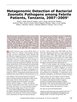 Metagenomic Detection of Bacterial Zoonotic Pathogens among Febrile Patients, Tanzania, 2007-2009