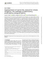 Implementation of marine CO2 removal for climate mitigation: The challenges of additionality, predictability, and governability
