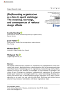 (Re)Asserting organization as a lens in sport sociology: The meaning, workings, and consequences of rational design efforts