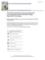 The fossil vertebrate primary type specimens in the collection of the University of Otago Department of Geology