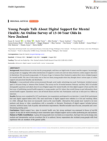 Young People Talk About Digital Support for Mental Health: An Online Survey of 15–30‐Year Olds in New Zealand