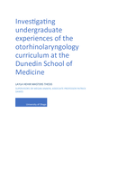 Investigating undergraduate experiences of the otorhinolaryngology curriculum at the Dunedin School of Medicine
