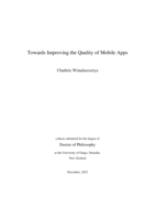 Towards Improving the Quality of Mobile Apps