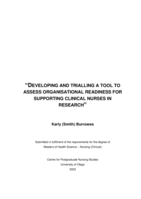 Developing and trialling a tool to assess organisational readiness for supporting clinical nurses in research