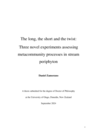 The long, the short and the twist: Three novel experiments assessing metacommunity processes in stream periphyton