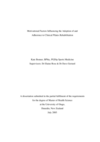 Motivational Factors Influencing the Adoption of and Adherence to Clinical Pilates Rehabilitation