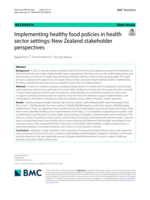 Implementing healthy food policies in health sector settings: New Zealand stakeholder perspectives