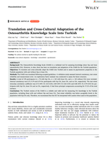 Translation and Cross‐Cultural Adaptation of the Osteoarthritis Knowledge Scale Into Turkish