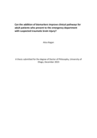 Can the addition of biomarkers improve clinical pathways for adult patients who present to the emergency department with suspected traumatic brain injury?