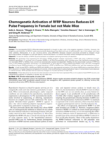 Chemogenetic activation of RFRP neurons reduces LH pulse frequency in female but not male mice