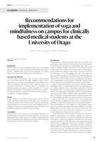 Recommendations for implementation of yoga and mindfulness on campus for clinically based medical students at the University of Otago