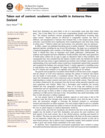 Taken out of context: academic rural health in Aotearoa New Zealand