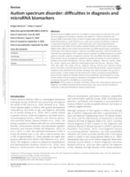 Autism spectrum disorder: difficulties in diagnosis and microRNA biomarkers