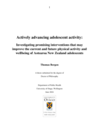 Actively advancing adolescent activity: Investigating promising interventions that may improve the current and future physical activity and wellbeing of Aotearoa New Zealand adolescents