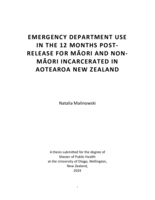 Emergency department use in the 12 months post-release for Māori and non-Māori incarcerated in Aotearoa New Zealand