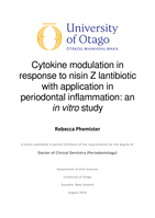 Cytokine modulation in  response to nisin Z lantibiotic with application in  periodontal inflammation: an in vitro study
