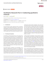 Qualitative Research Part 2: Conducting qualitative research