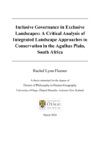 Inclusive governance in exclusive landscapes: A critical analysis of integrated landscape approaches to conservation in the Agulhas Plain, South Africa