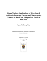 Green nudges: Applications of behavioural insights in fostering energy- and water-saving practices in small and independent hotels in Viet Nam