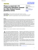 Fitness to stand trial: 415 consecutive defendants assessed by a New Zealand forensic psychiatry service