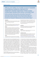 Efficacy and safety of a 4-week course of repeated subcutaneous ketamine injections for treatment-resistant depression (KADS study): randomised double-blind active-controlled trial