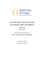 Nano-TiO2 anatase-rutile-carbon coating for orthodontic stainless steel appliances