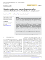 Mode 2 critical systems practice for complex safety decisions: Reflections from New Zealand's dairy industry