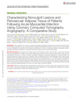 Characterizing Nonculprit Lesions and Perivascular Adipose Tissue of Patients Following Acute Myocardial Infarction Using Coronary Computed Tomography Angiography: A Comparative Study