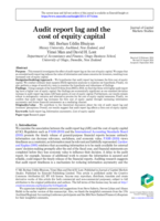 Audit report lag and the cost&nbsp;of&nbsp;equity capital