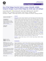 Use of the Fatigue Severity Scale to assess clinically reliable temporal changes in post-stroke fatigue by stroke type and subtype