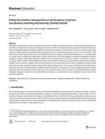 University teachers' perspectives on synchronous in-person and distance teaching and learning (SynPaD hybrid)