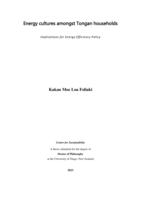 Energy cultures amongst Tongan households: implications for energy efficiency policy