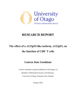 The effect of a Δ133p53-like isoform, Δ122p53, on the function of CD8+ T cells