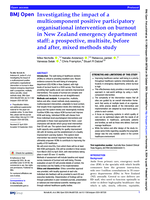 Investigating the impact of a multicomponent positive participatory organisational intervention on burnout in New Zealand emergency department staff: a prospective, multisite, before and after, mixed methods study