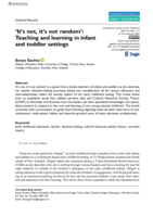‘It's not, it's not random’: Teaching and learning in infant and toddler settings