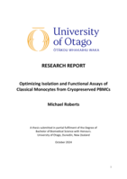 Optimizing Isolation and Functional Assays of Classical Monocytes from Cryopreserved PBMCs