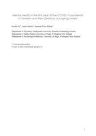Mental health in the first year of the COVID-19 pandemic in Sweden and New Zealand: a scoping review